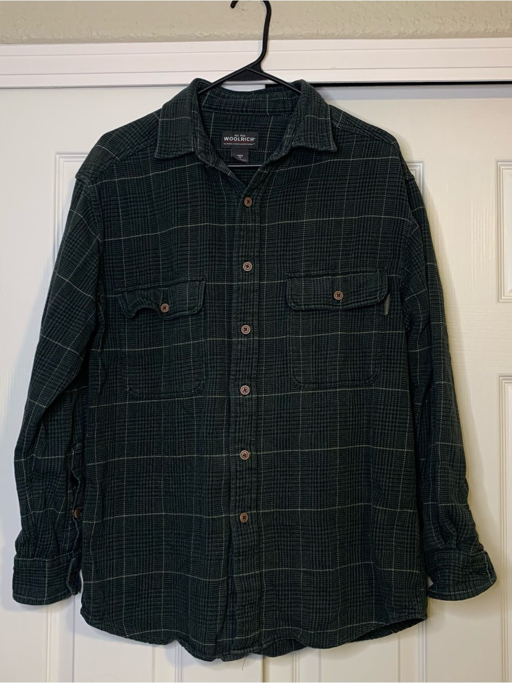 Woolrich Men's Dark Green Plaid Button Down Shirt